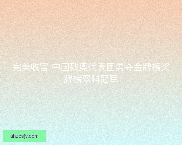 完美收官 中国残奥代表团勇夺金牌榜奖牌榜双料冠军