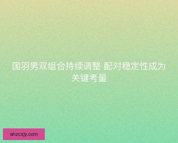 国羽男双组合持续调整 配对稳定性成为关键考量